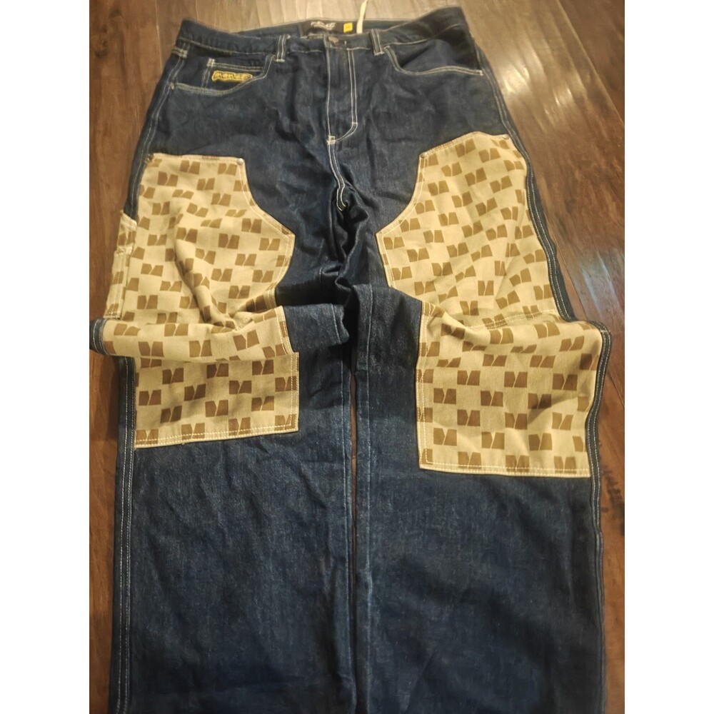 Monet Skateboards Size 34 Baggy Skateboarding Pants Denim Blue Jeans Y2K